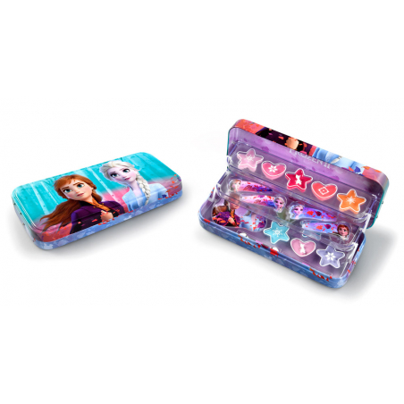 SET FROZEN PLUMIER METALICO 3 PISOS MAQUILLAJE