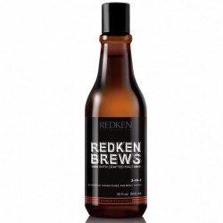 REDKEN BREWS 3-IN-1 SHAMPOO, CONDITIONER & BODY WASH 300ML