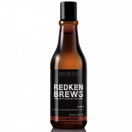 REDKEN BREWS 3-IN-1 SHAMPOO, CONDITIONER & BODY WASH 300ML