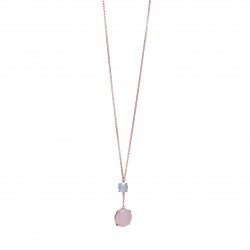 COLGANTE CADENA CON DOS GEMAS ROSA Y VERDE