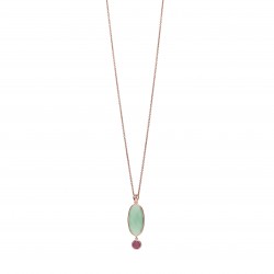 COLGANTE CON DOS GEMAS VERDE OVALADO