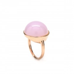ANILLO CON UNA GEMA REDONDA ROSA
