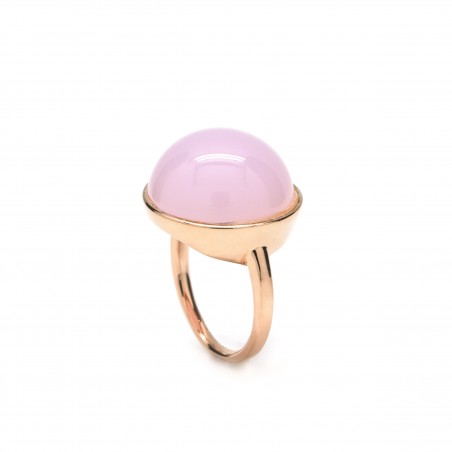 ANILLO CON UNA GEMA REDONDA ROSA