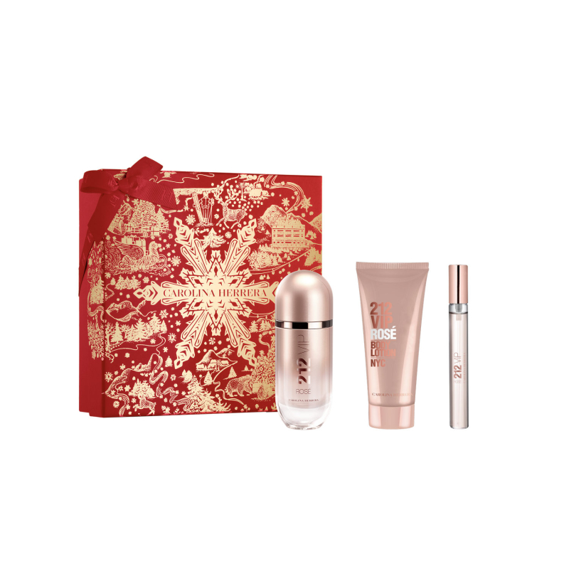 Set 212 Vip Rosé Eau De Parfum 80 Ml + Loción Corporal 100 Ml + Eau De Parfum 10 Ml