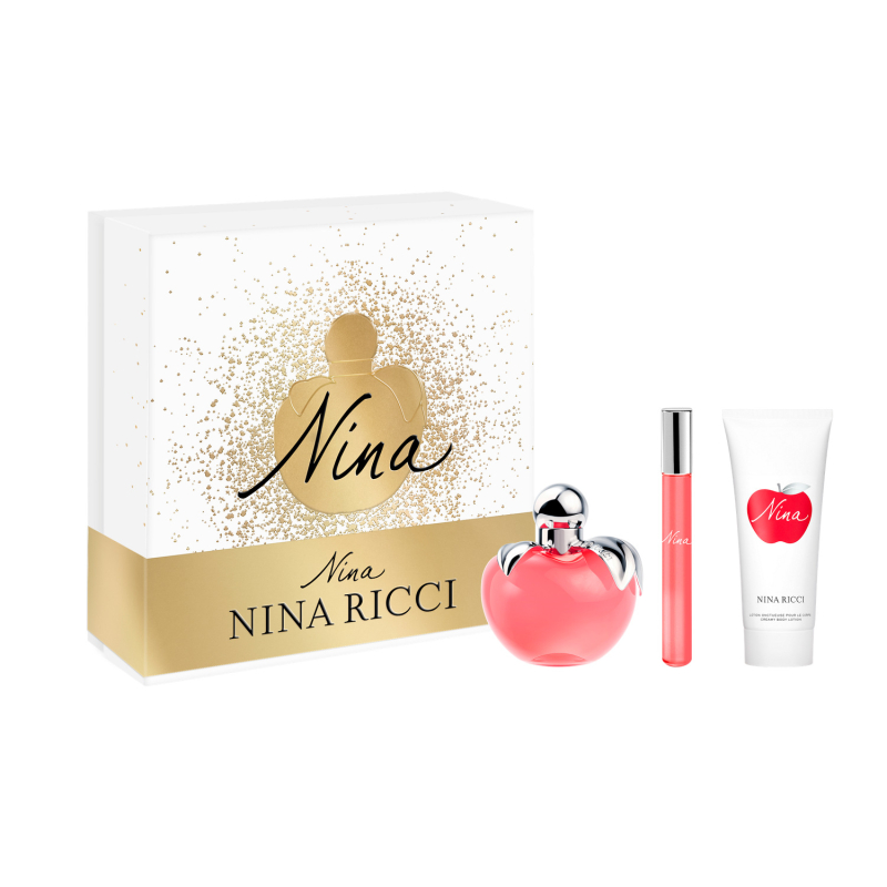 Set Nina Eau De Toilette Recargable 80 Ml + 10 Ml + Crema Loción Corporal 75 Ml