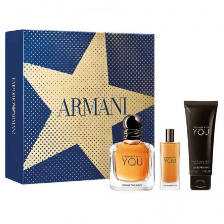 EMPORIO ARMANI STRONGER WITH YOU COFRE EDT V.100ML + V.15ML + BÁLSAMO CABELLO 50ML