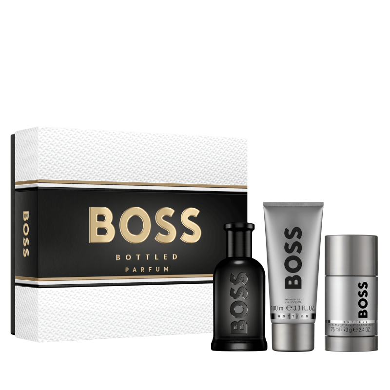 Set Boss Bottled Parfum 100 Ml + Gel De Ducha 100 Ml + Desodorante En Barra 75 Ml