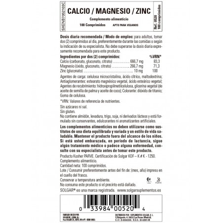 CALCIO / MAGNESIO PLUS ZINC 100 COMPRIMIDOS