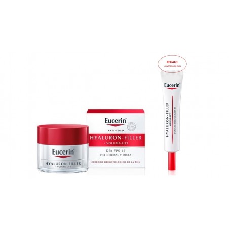 PACK EUCERIN HYALURON-FILLER +VOLUME LIFT PIEL NORMAL Y MIXTA + REGALO CONTORNO DE OJOS