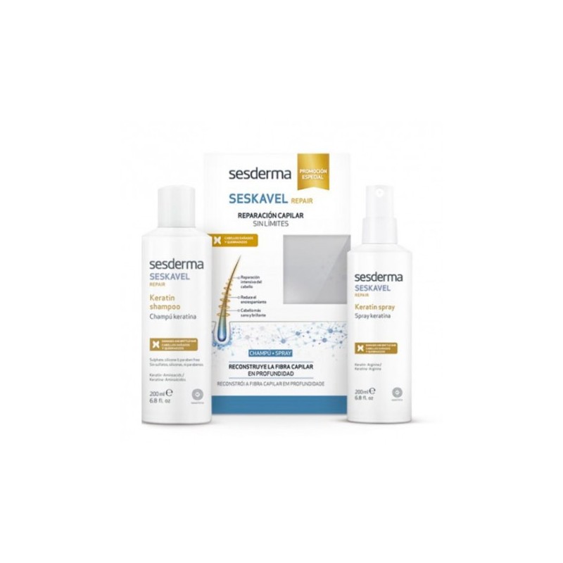 Promo seskavel champú keratina 200ml + spray keratina 200ml