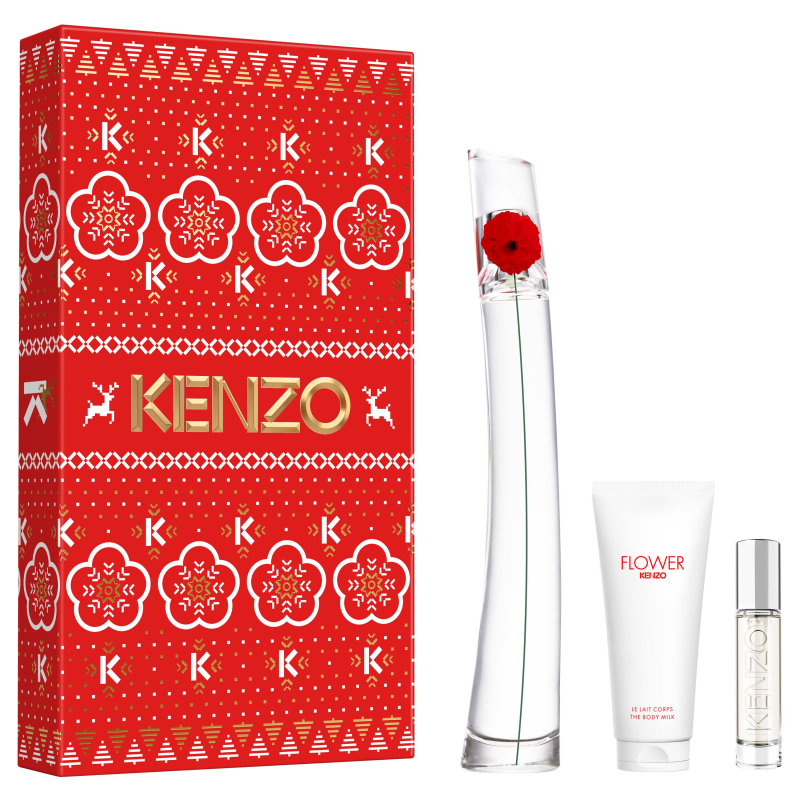 Set Flower By Kenzo Eau De Parfum 100 Ml + Travel Spray 10 Ml + Body Milk 75 Ml