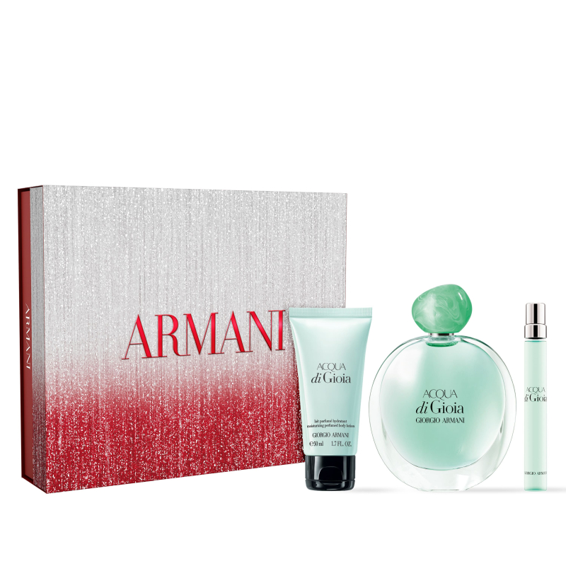 Set Acqua Di Gioia Eau De Parfum 100 Ml + Mini Talla 10 Ml + Loción Corporal 50 Ml
