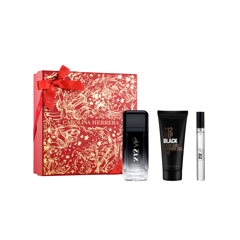 Set 212 Vip Men Black Eau De Parfum 100 Ml + Mini 10 Ml + Gel De Baño 100 Ml