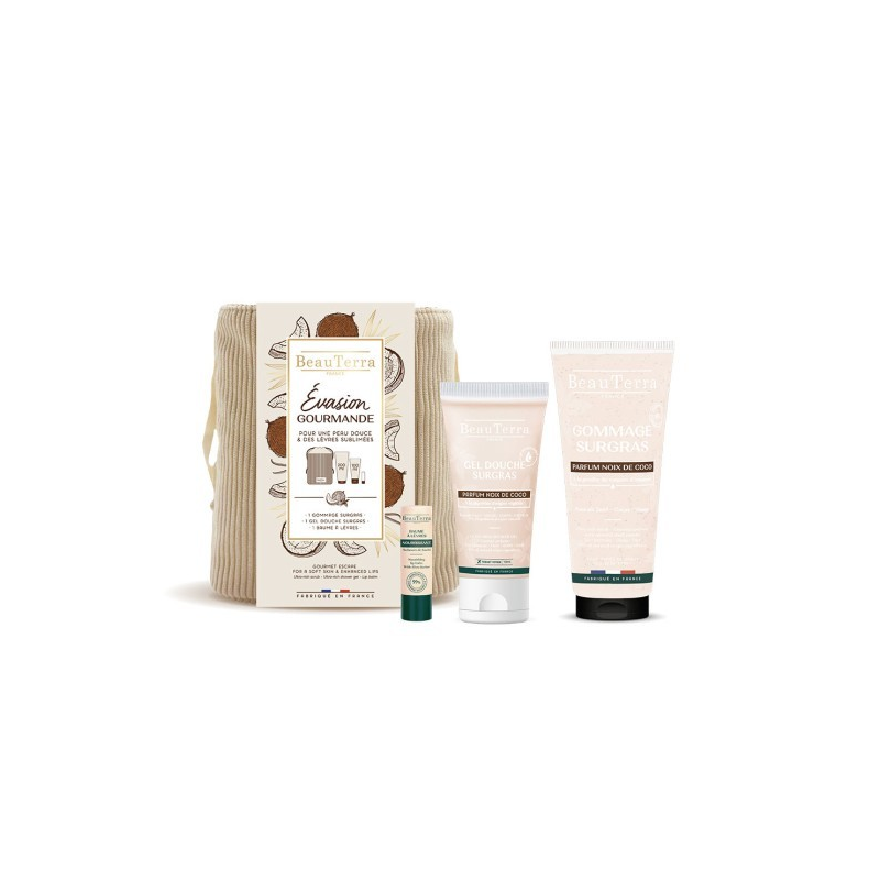 Set De Coco Gel 100 Ml + Exfoliante 200 Ml + Bálsamo Labial 4 Gr + Neceser