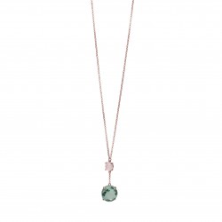 COLGANTE CON DOS GEMAS ROSA Y VERDE