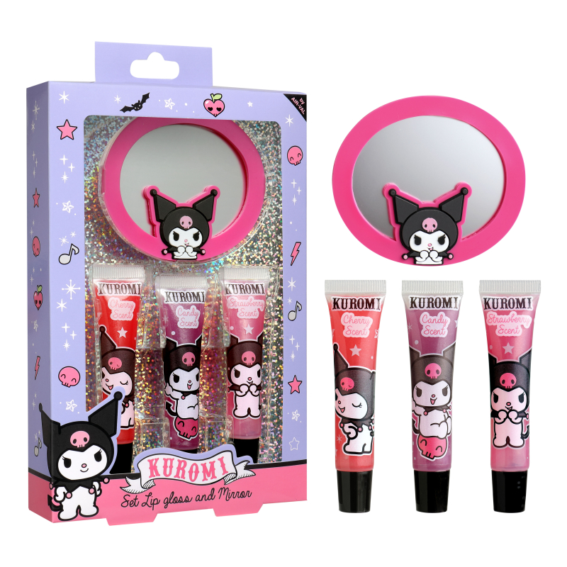 set con 3 brillos labiales 75 ml y espejo