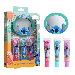 Stitch Set con 3 Brillos Labiales y Espejo