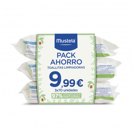 PACK AHORRO  3 X 70 TOALLITAS DERMO-SUAVIZANTES