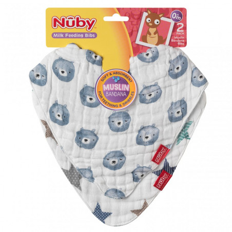 PACK 2 BANDANAS  REVERSIBLES MUSELINA NUBY