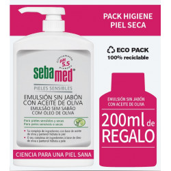 PACK  EMULSIÓN SIN JABÓN CON ACEITE DE OLIVA 1L+ 200ML DE REGALO