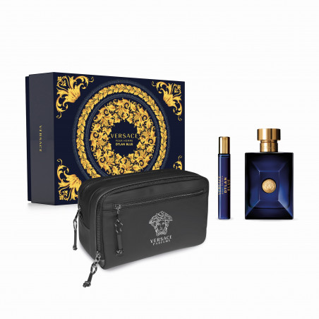 ESTUCHE VERSACE POUR HOMME DYLAN BLUE EAU DE TOILETTE 100 ML  + V10 ML  + NECESER VERSACE