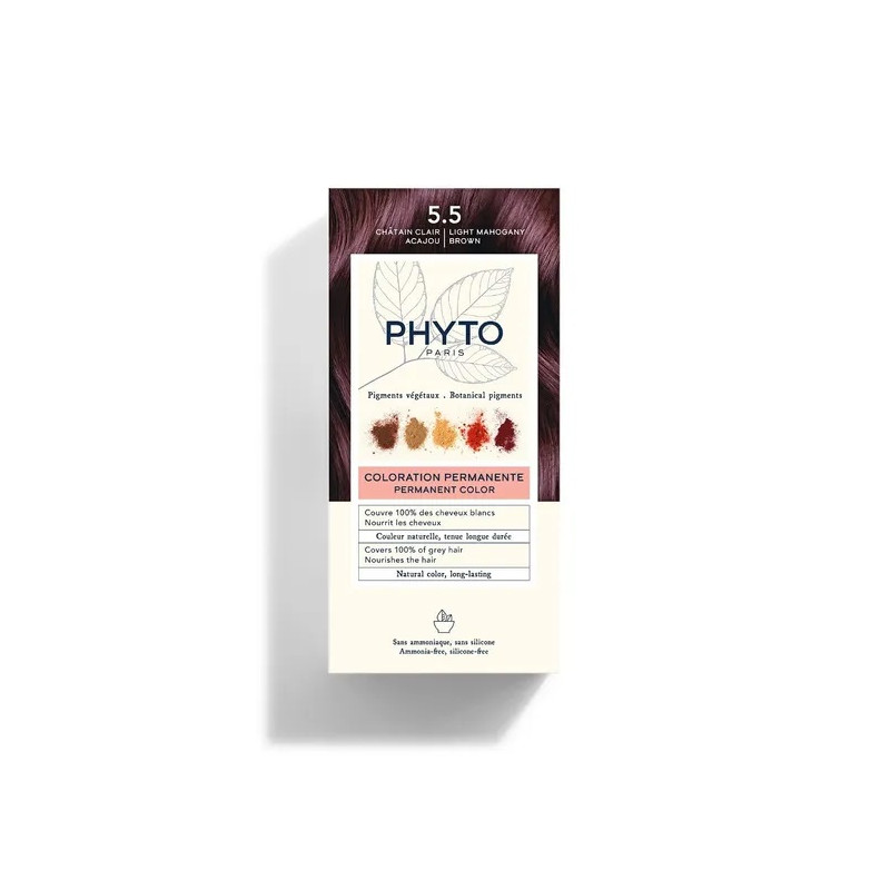 Phyto Coloration Permanente Kit 5.5 CastaÑo Claro Caoba