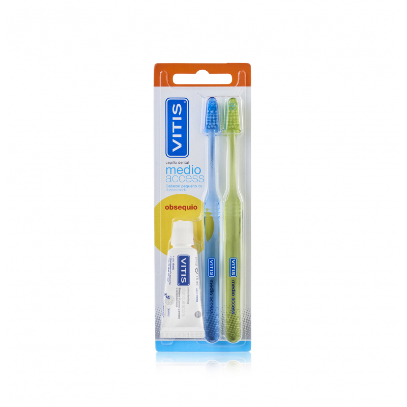Pack Cepillo Vitis® Duplo Medio Access + Pasta DentrÍfica Vitis® Blanqueadora 15ml