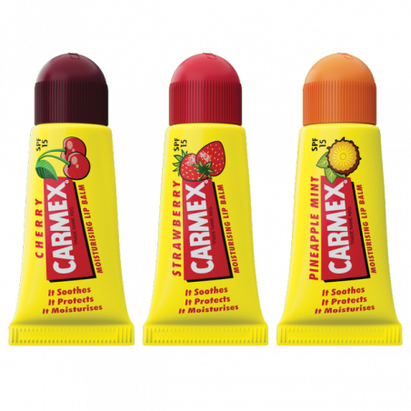 CARMEX TRIPLO MINIS BÁLSAMO LABIALES FRESA CEREZA Y PIÑA