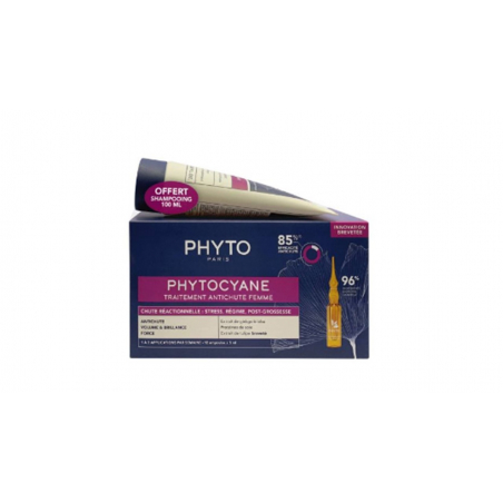 PHYTO PARIS PHYTOCYANE TRATAMIENTO ANTICAÍDA MUJER  + CHAMPÚ REGALO